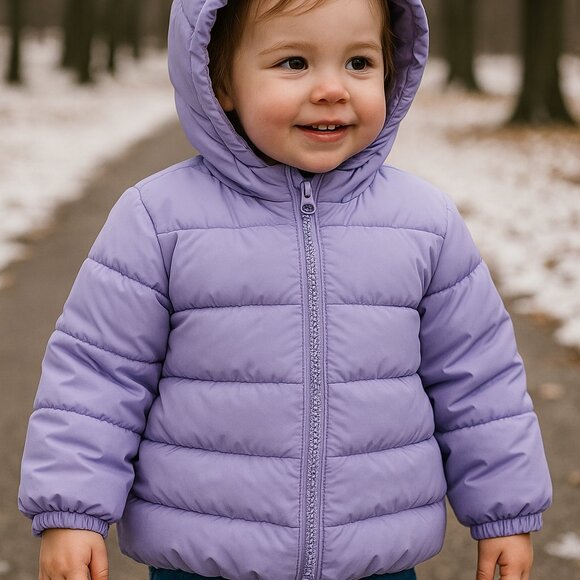 The Children's Place Hooded Puffer Jacket Purple Toddler 2T - Picture 1 of 5